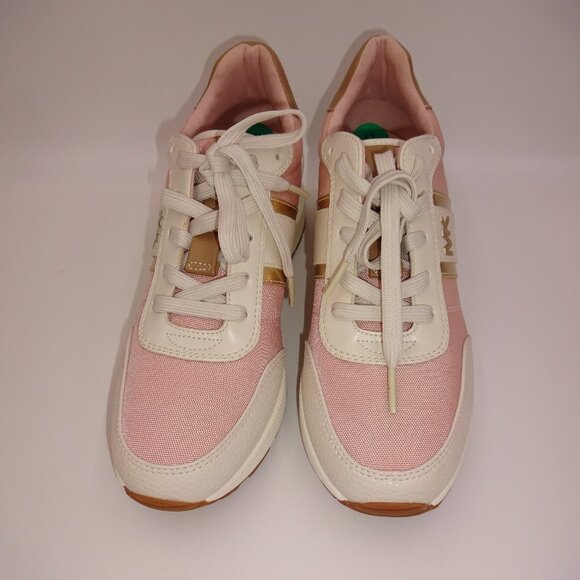 Womens Michael Kors Mabel Trainer Platform Wedge Sneakers 8 M Pink White Gold - Picture 4 of 9
